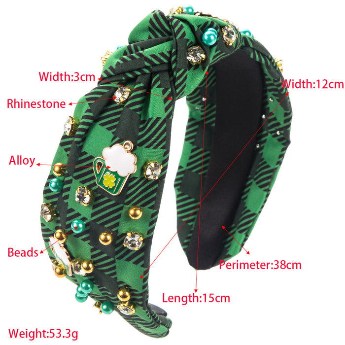 Wholesale St.  Patrick' s Day vintage classic green headband with rhinestones