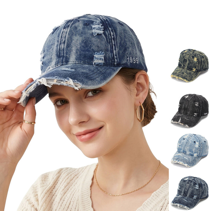 Wholesale Distressed Denim Baseball Cap Unisex Sun Protection Street Style Fashion Accessory
