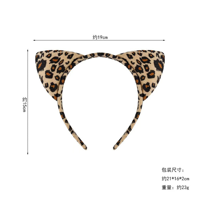 Wholesale Leopard Print Cat Ears Headband Set  Masquerade Cute Animal Ear Party Fashion Accessory Boutique Resale