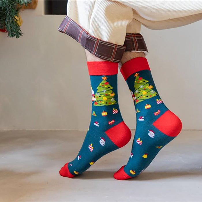 Wholesale Christmas Socks Men and Women's Medium-length Cotton Socks Cartoon Festival Old Man Snowman Elk Large Size Socks JDC-SK-CG007