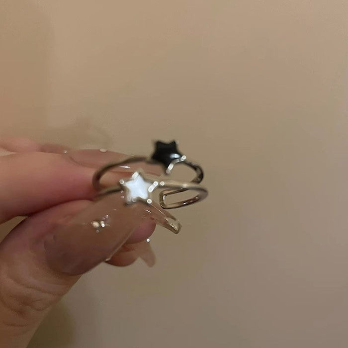 Wholesale Letter zircon star ring with simple and niche design, fashionable and personalized index finger ring