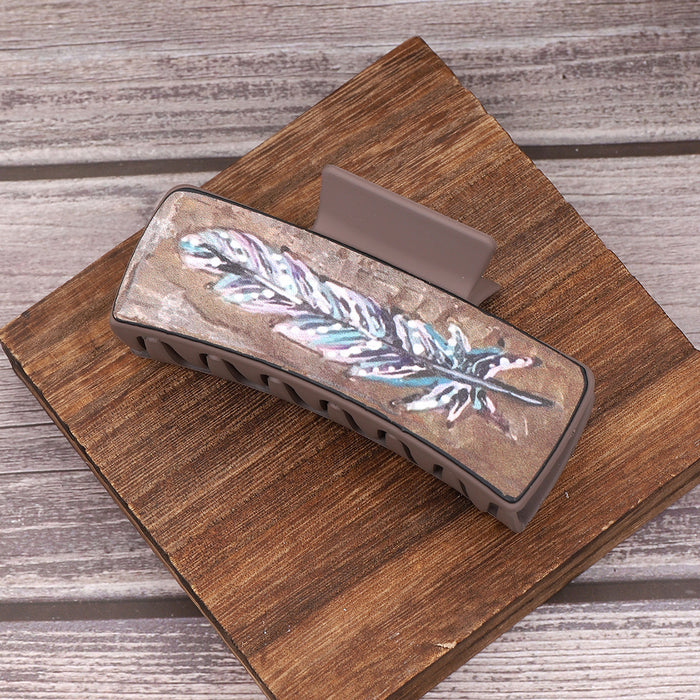 Wholesale Western Style Feather Pattern Handmade Shark Clip Women' s Hairpin