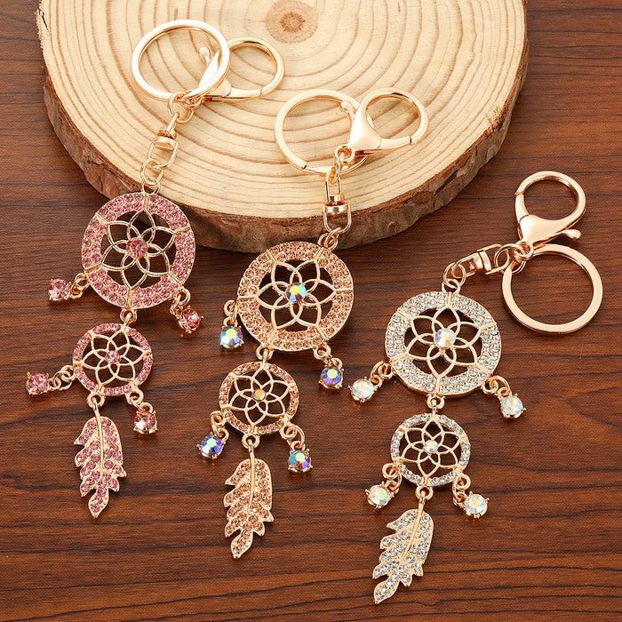 Wholesale Dreamcatcher Keychain Rhinestone Hollow Design MOQ≥2