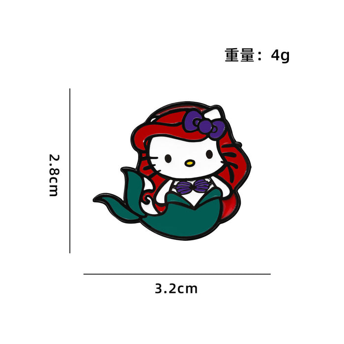 Wholesale Cartoon brooch cat and mermaid cute anime surrounding alloy oil drop bag decoration badge
