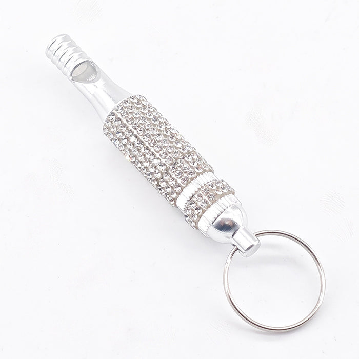 Wholesale Rhinestone Encrusted Whistle Pendant In Black Zinc Alloy Chic Fashion Accessory For Everyday Wear Or Party Gift