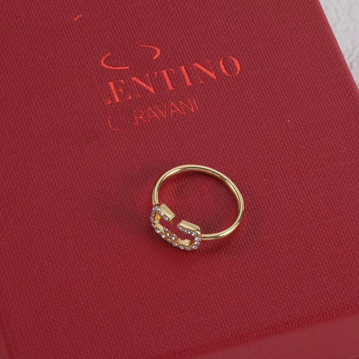 Wholesale Rhinestone brass material ring simple niche design ring