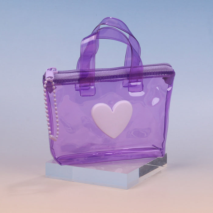 Wholesale Chic Heart Shaped Solid Pink Jelly Waterproof Coin Purse Earphone Bag Gift Pendant Storage Pouch For Everyday Use