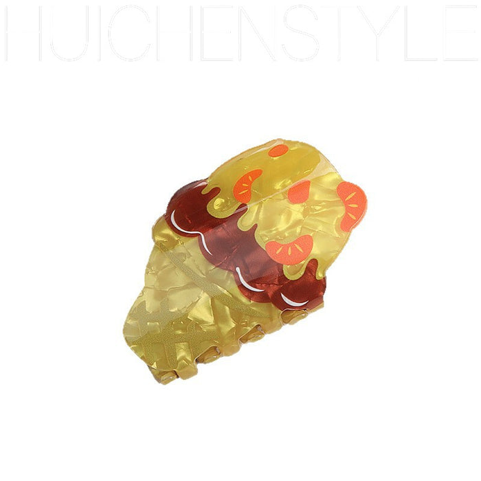 Wholesale PVC Cute Ice Cream Cone Claw Clip Colorful Cream Design Women S Hair Accessory Everyday Styling Gift
