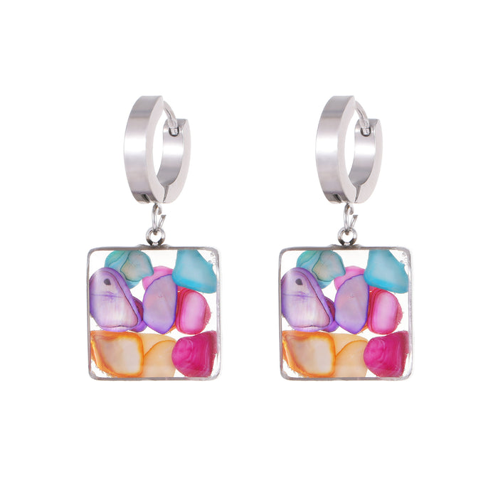 Wholesale 3pcs Turquoise Geometric Stainless Steel Earrings