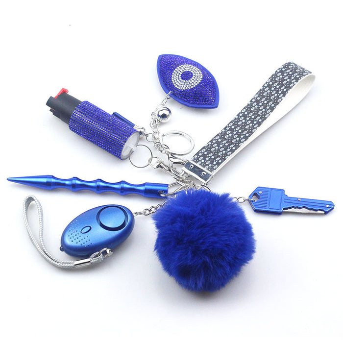 Wholesale Devil's Eye Multifunctional Fur Ball PU Leather Keychain JDC-KC-TouMS084