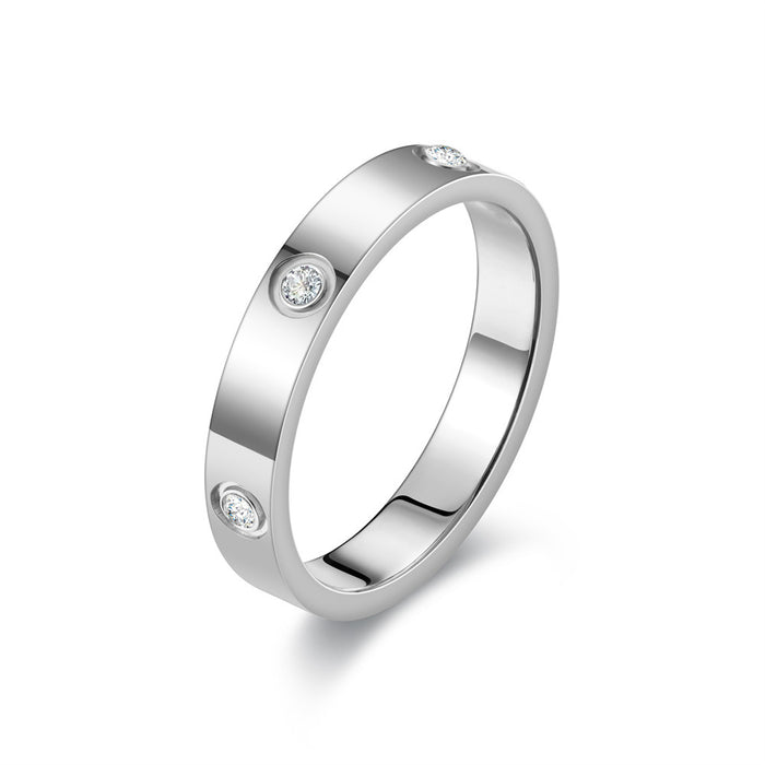 Wholesale Six Diamond Titanium Steel Ring JDC-RS-XinGang003