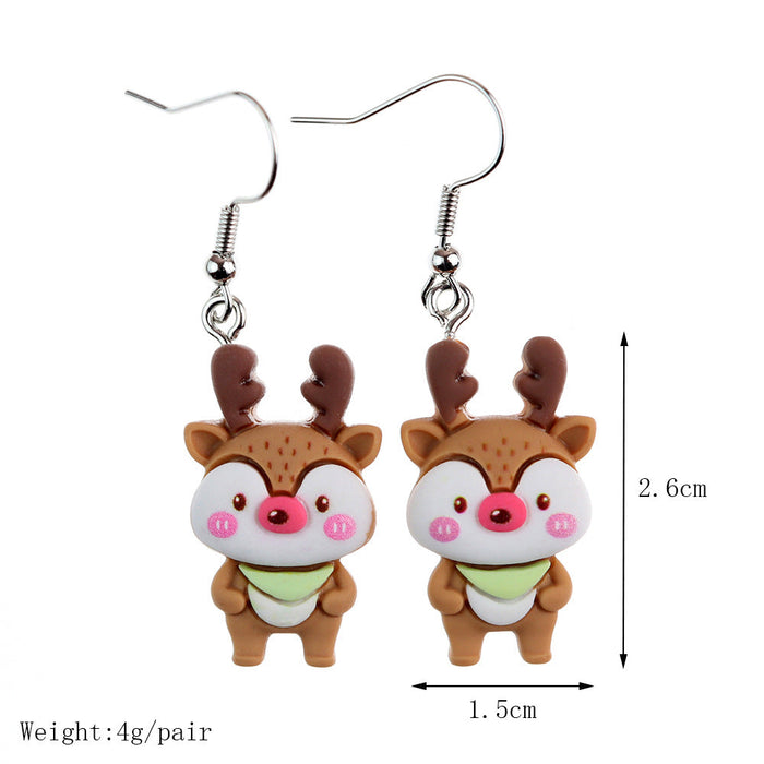 Wholesale Earrings Resin Christmas Cute Cartoon JDC-ES-niqing005