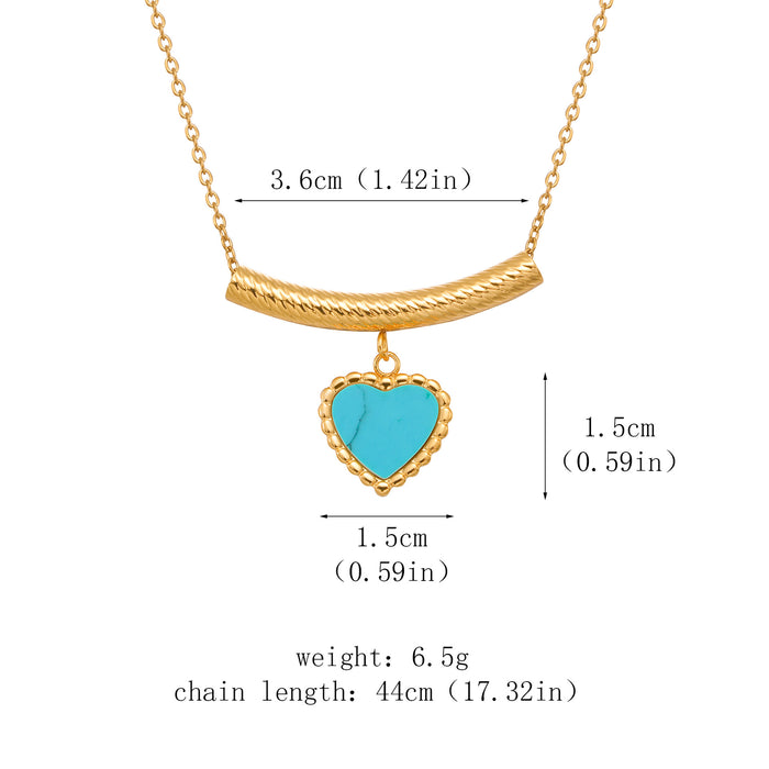 Wholesale Stainless Steel Heart-Shaped Turquoise Necklace