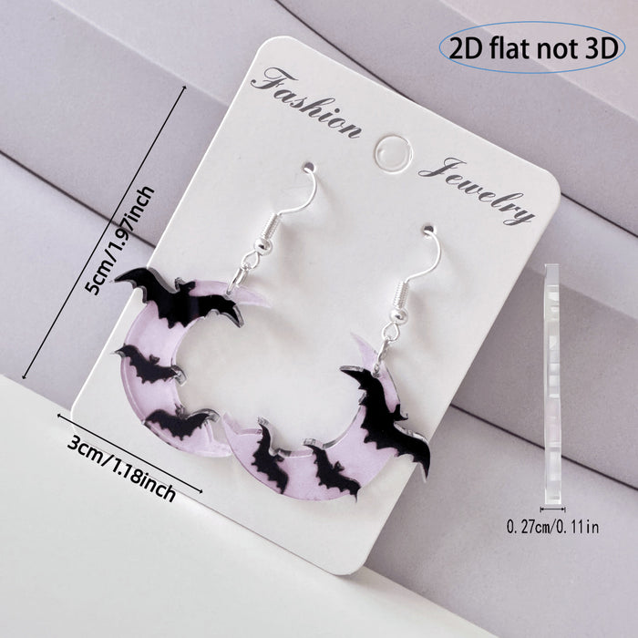 Wholesale Acrylic Bat Moon Pendant Earrings Gothic  Trendy Jewelry Accessory