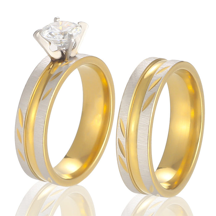 Wholesale 6mm groove batch flower ring titanium steel couple ring wedding ring