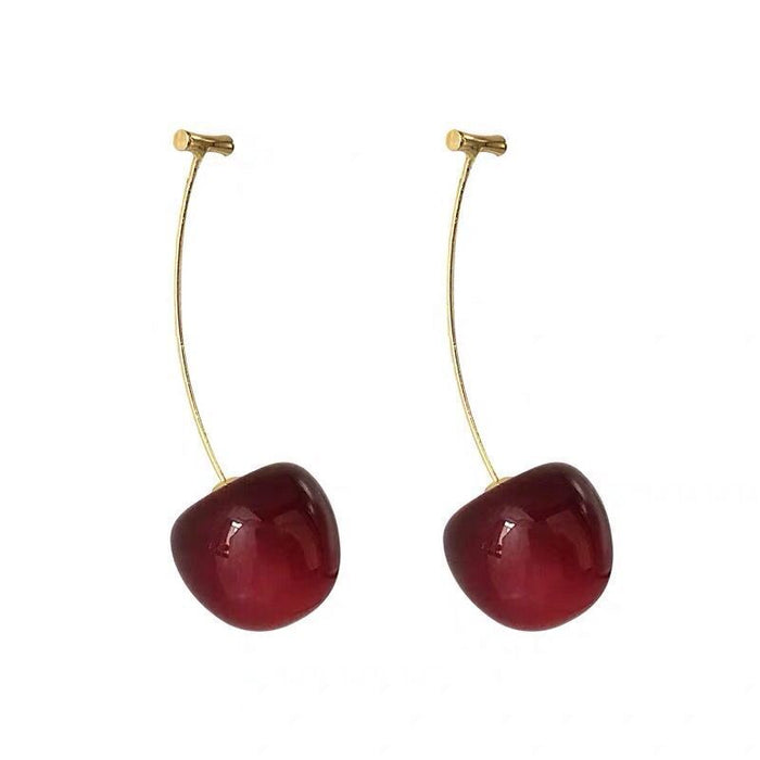 Wholesale  long cherry earrings earrings girl's S925 silver needle Cherry earrings