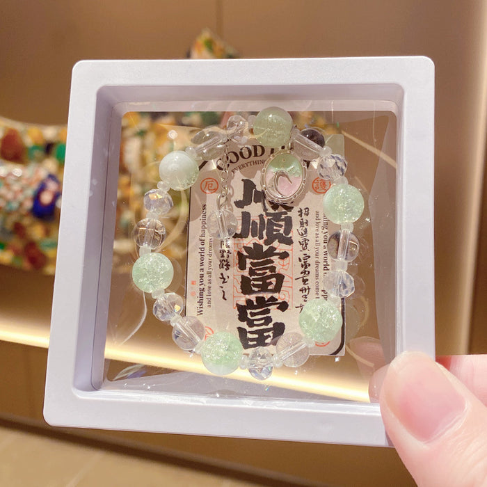 Wholesale Glass Bracelet Unicorn Milk Cap Floral Design for Children Jewelry Gift MOQ≥3