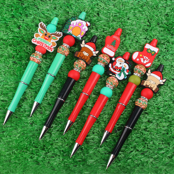 Wholesale Cartoon Christmas Silicone Plastic Bead Pen JDC-PN-GuangTian014