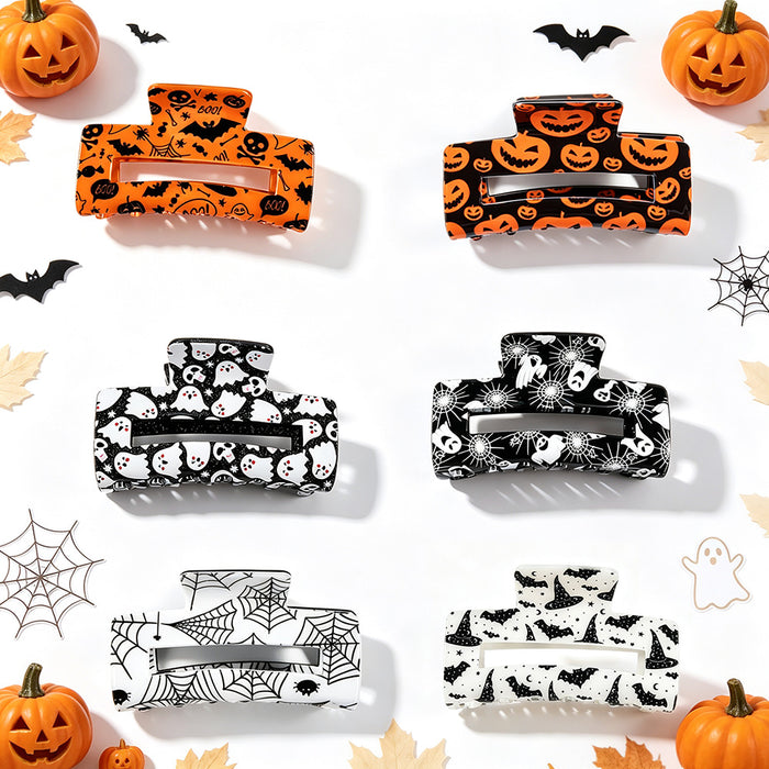 Wholesale Stylish  Shark Claw Hair Clips Ghost Pumpkin Black Cat Print Women Hair Accessory