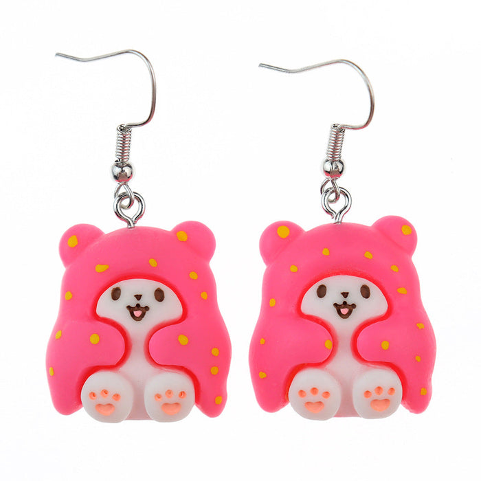 Wholesale Cartoon Animal Hopping Bear Earrings JDC-NS-NiQing013