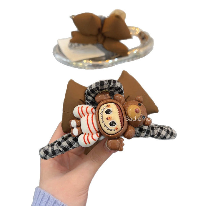 Wholesale Catching cartoon bow plate hair clip, new plaid large shark clip