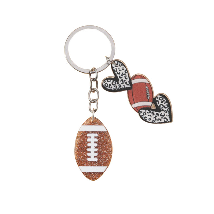 Wholesale Acrylic Leopard Print Love Sports Ball Keychain JDC-KC-RongRui051