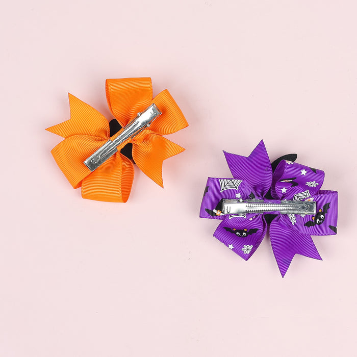 Wholesale Halloween Children's Bow Fabric Hairpin JDC-HC-QiuN009