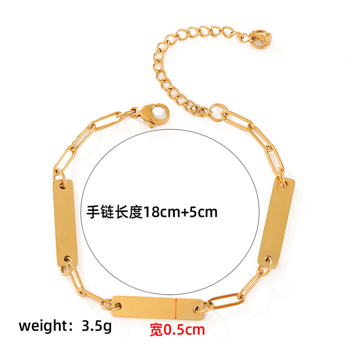 Wholesale European and American light luxury stacked stainless steel bracelet, simple smooth surface bracelet, fashionable and versatile design bracelet