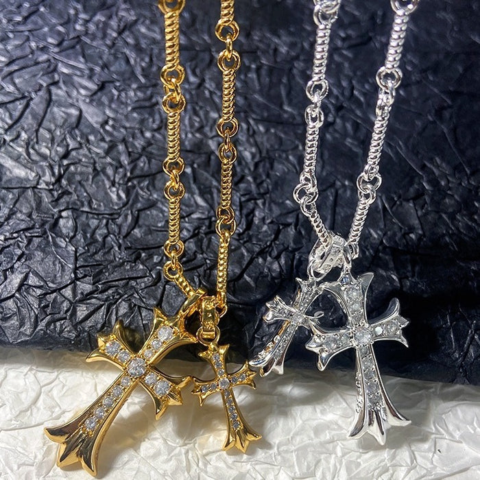 Wholesale Necklace with diamonds, cross pendant, vintage necklace accessory