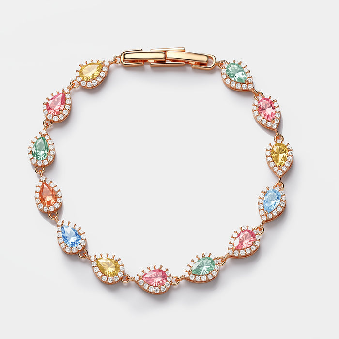 Wholesale Copper Alloy Electroplated Water Drop Zircon Macaron Bracelet Chic Women S Jewelry Party Gift Resale