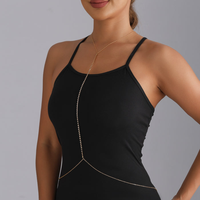 Wholesale Chest chain accessories, sexy, fashionable, casual, body chain, necklace, women's exaggerated, trendy, diamond studded top chain, waist chain