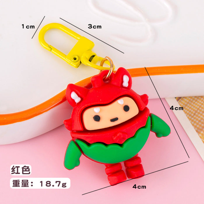 Wholesale Cartoon Doll Keychain Soft Glue Cute New Egg Key Ring Holiday Party Pendant Luggage Jewelry