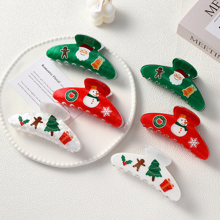 Wholesale Christmas Acrylic Hair Claw Clips Santa Reindeer Snowflake Design Party Fashion Accessory