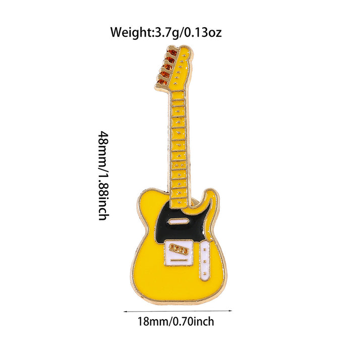 Wholesale Vintage Electroplated Guitar Brooch Musical Instrument Lapel Pin Trendy Backpack Badge For Casual Gift