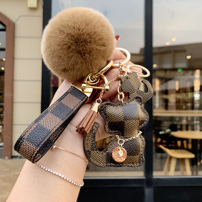 Wholesale Leather Cartoon Fur Ball Keychain (F) JDC-KC-ChengX001