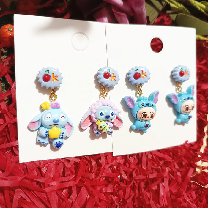 Wholesale Cartoon new cute resin silver needle earrings for women