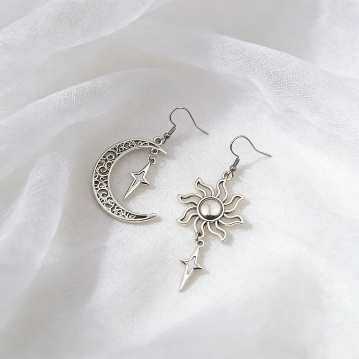 Wholesale 2pcs vintage moon sun cross starburst earrings