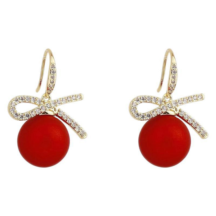 Wholesale  Pearl Ear Hook Earrings Women's  Lady Style Bow Earrings