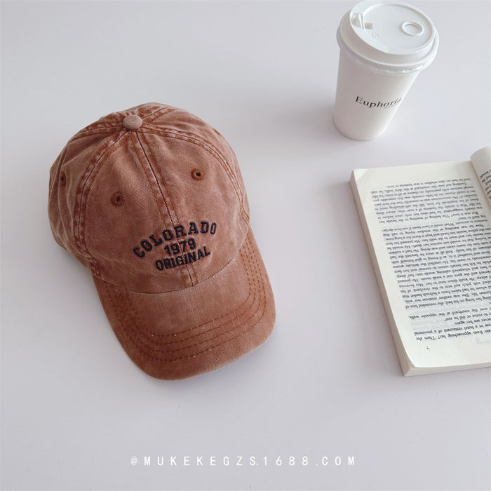 Wholesale Small niche vintage children's baseball cap, versatile and washed denim hat, sun shading duckbill cap