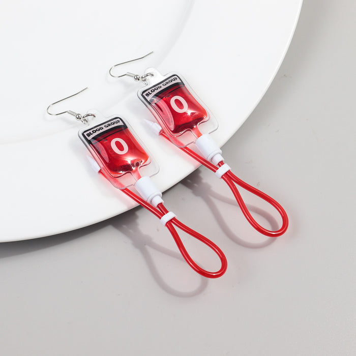 Wholesale Halloween Funny Blood Bag Plastic Earrings JDC-ES-ChouD014