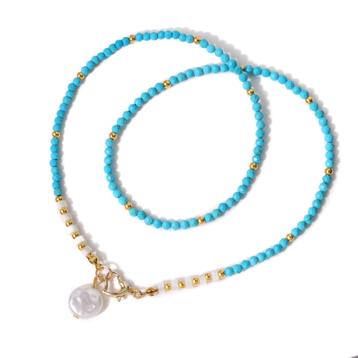 Wholesale 3m man made crystal bead necklace with pearl pendant