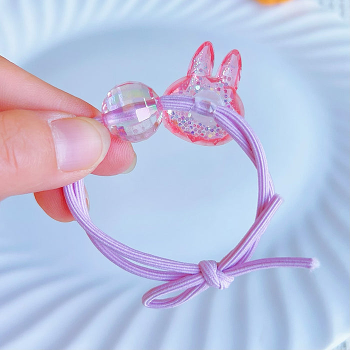 Wholesale 5 pcs Girl' s diamond-faceted cartoon character handmade knotted hair scrunchies