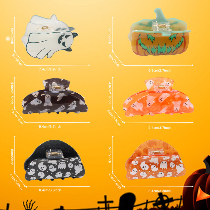 Wholesale PVC  Glow In The Dark Pumpkin Ghost Shark Hair Clip Boutique Resale Hair Accessory