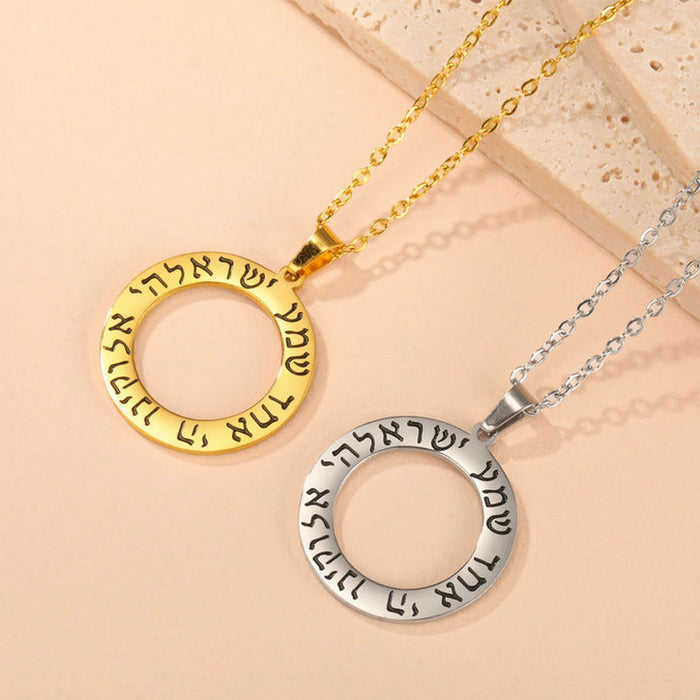 Wholesale Stainless steel leather rope necklace with a simple circular pendant