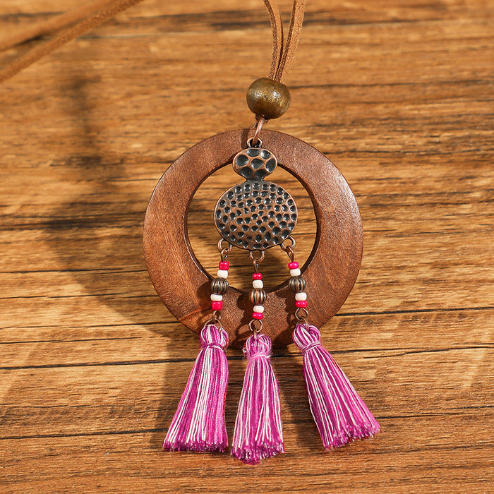 Wholesale Ethnic Literary Retro Tassel Flower Shell Necklace Fashion Accessory Gift MOQ≥2
