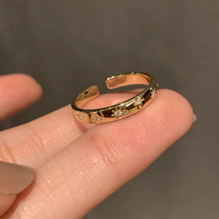 Wholesale Ring set with niche design, light luxury temperament, high-end feel, retro ring design