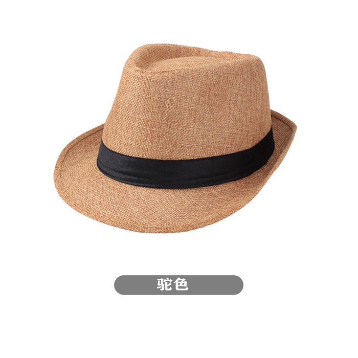 Wholesale Spring and Summer Hats Men's Solid Color Linen Hats Casual Couple Hats Sun Hats Jazz Hats Straw Hats Sunshade JDC-SH-DG002