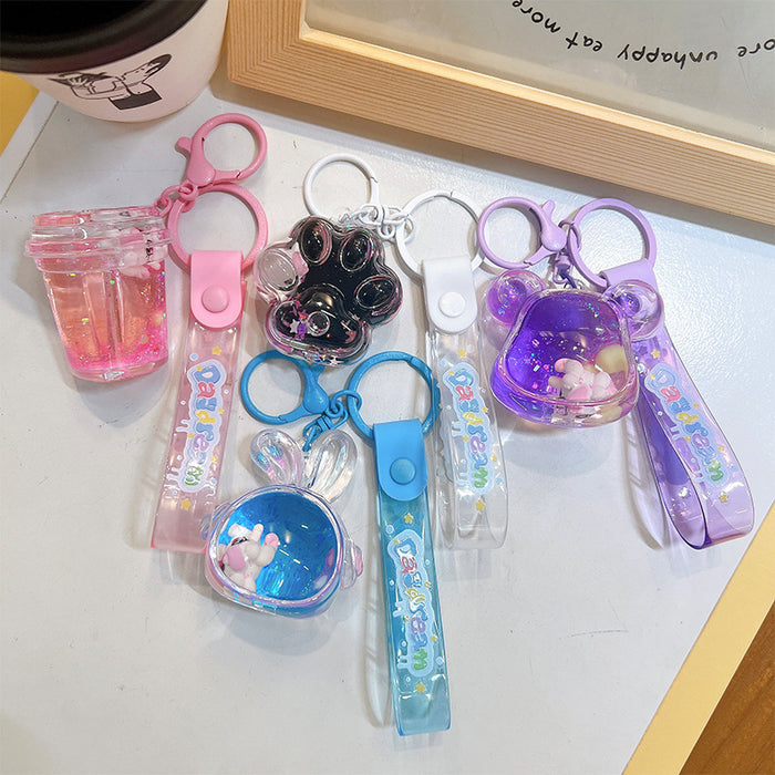 Wholesale Acrylic Big Eyes Girl Cute Liquid Quicksand Keychain JDC-KC-YanG063