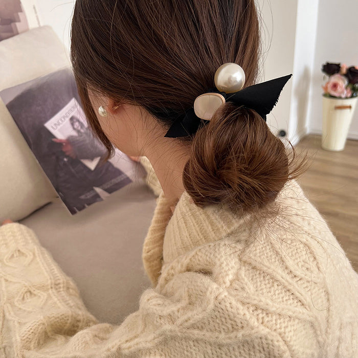 Wholesale Pearl bow headband, headband, rubber band for tying hair, high-end feel, rubber band headband, simple and elegant style