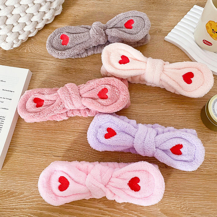 Wholesale Heart Butterfly Hairband for Women Face Washing Makeup Headband Flannel Headband Embroidered Hair Accessory Versatile